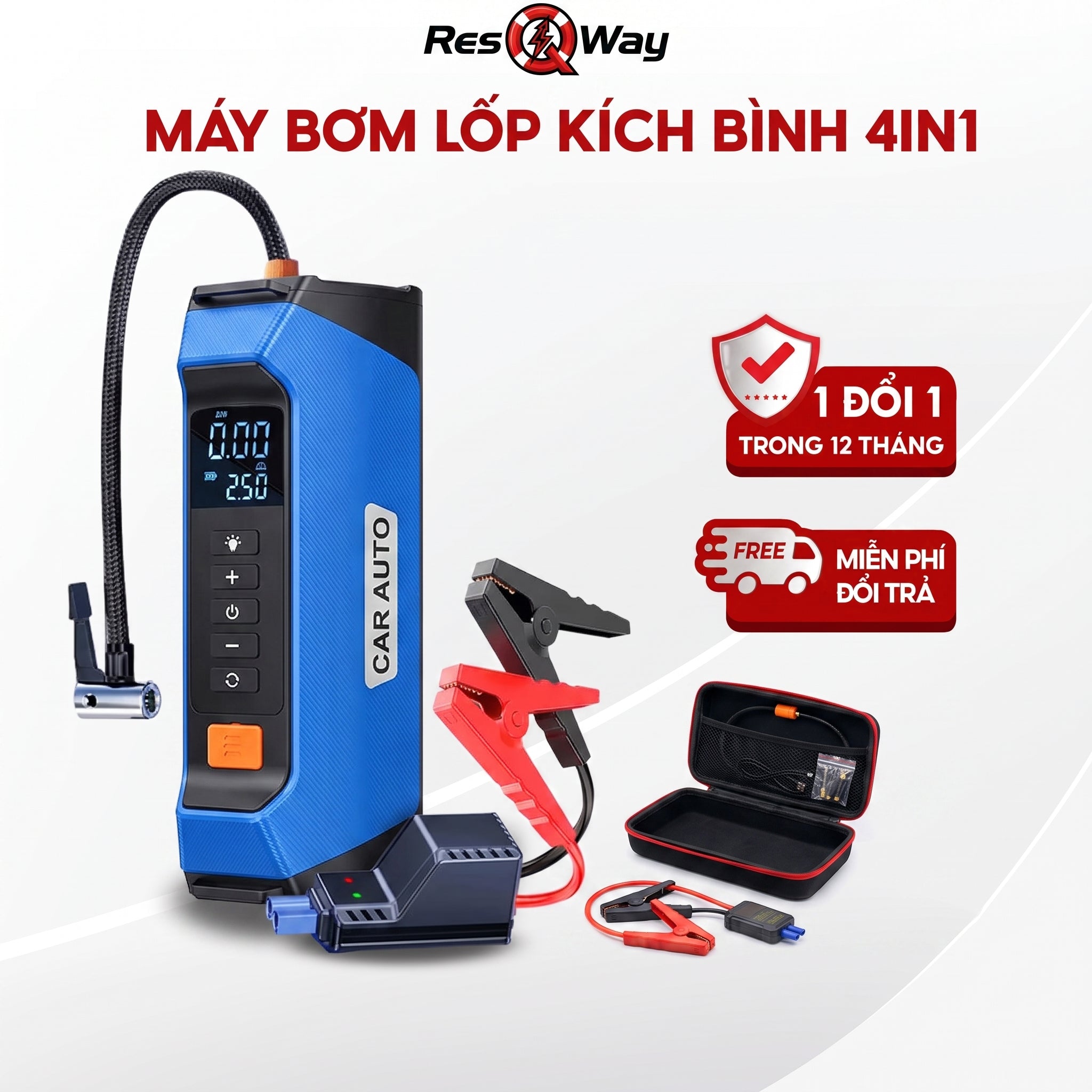 Bộ bơm lốp kích bình 4IN1 Car Auto