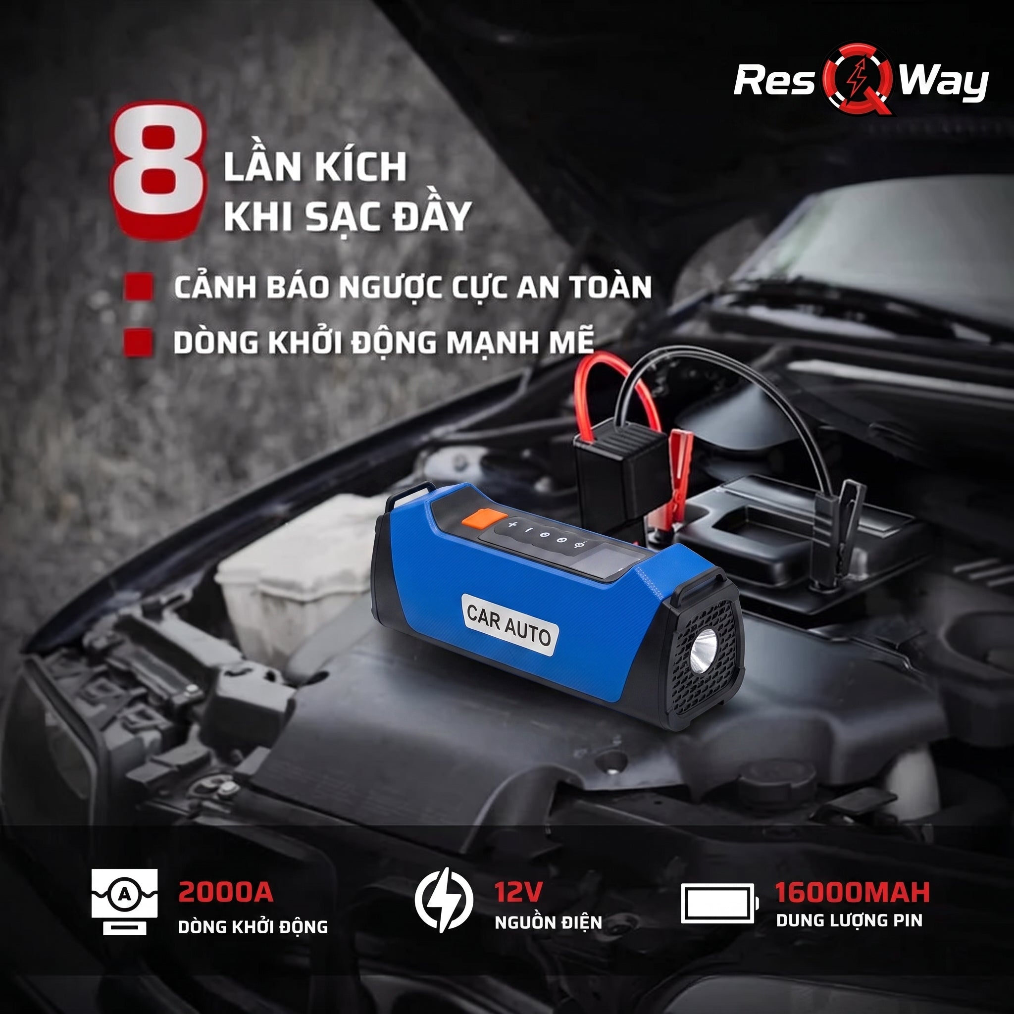 Bộ bơm lốp kích bình 4IN1 ResQway